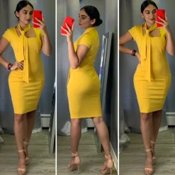 Bow Me A Kiss Dress (Yellow)