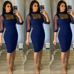 Classy Couture Dress (Navy)