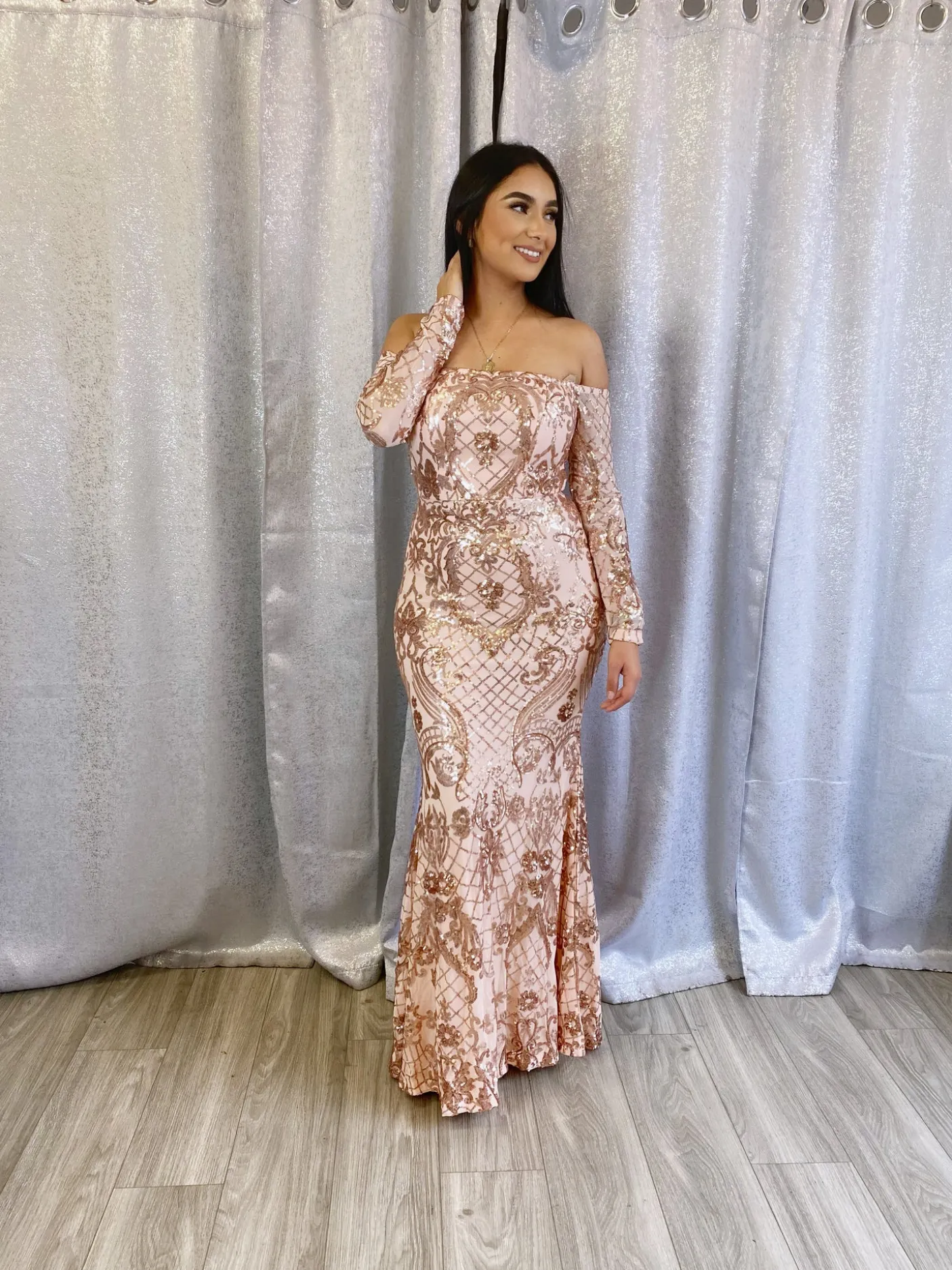 Elizabeth Gala Dress (Rose Gold)