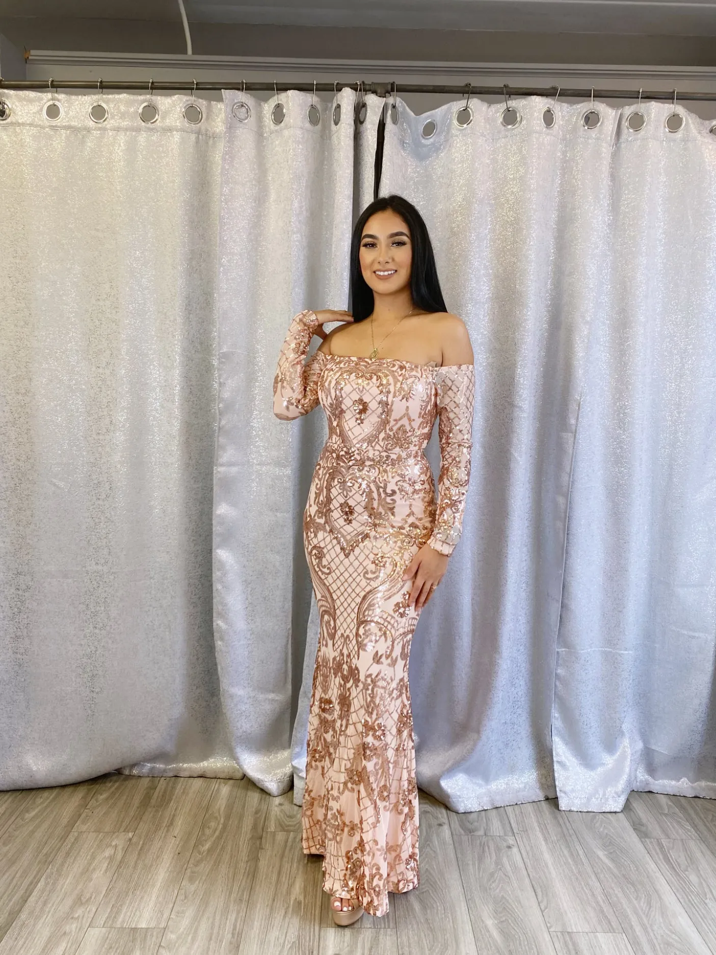 Elizabeth Gala Dress (Rose Gold)