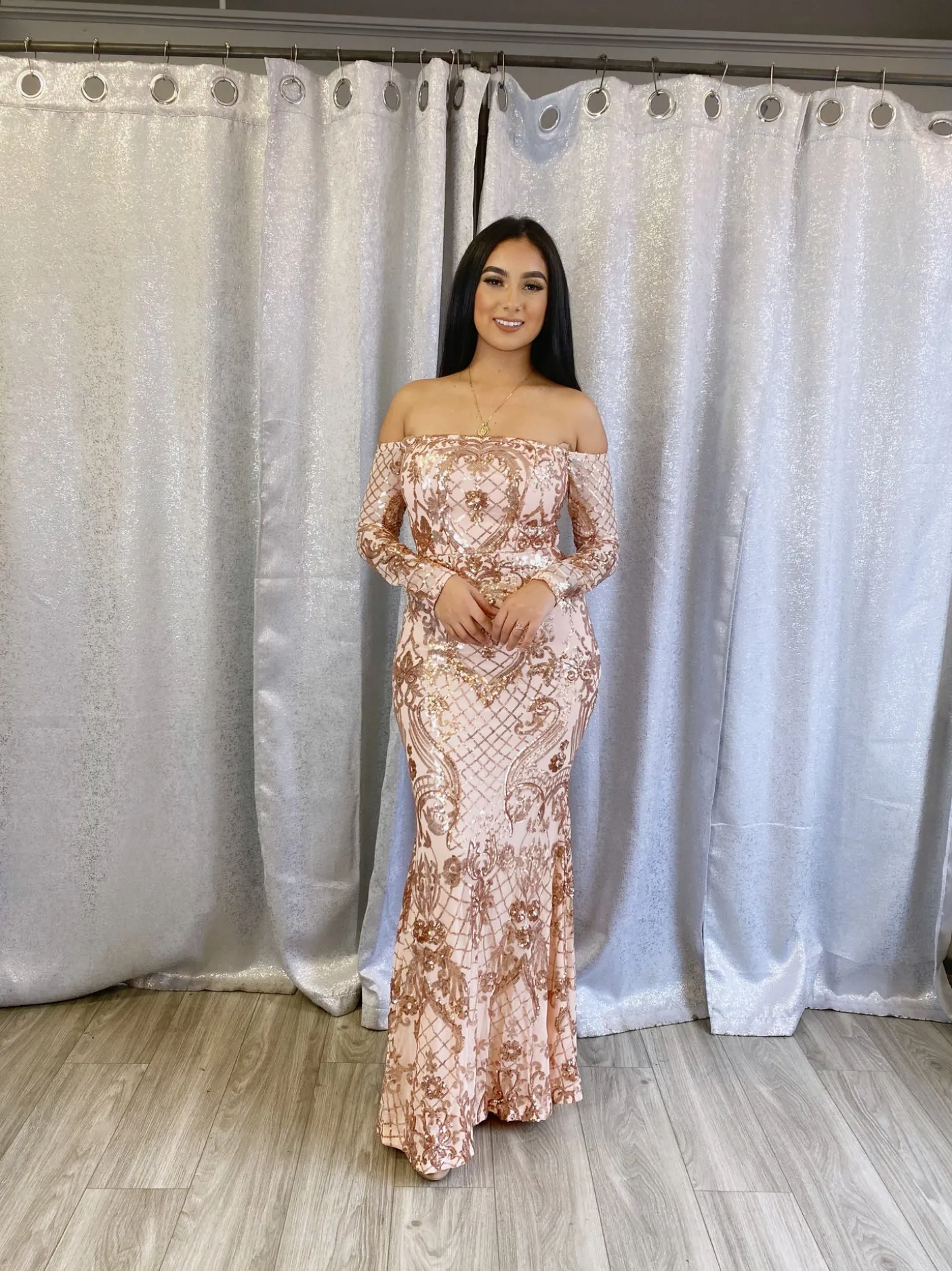 Elizabeth Gala Dress (Rose Gold)