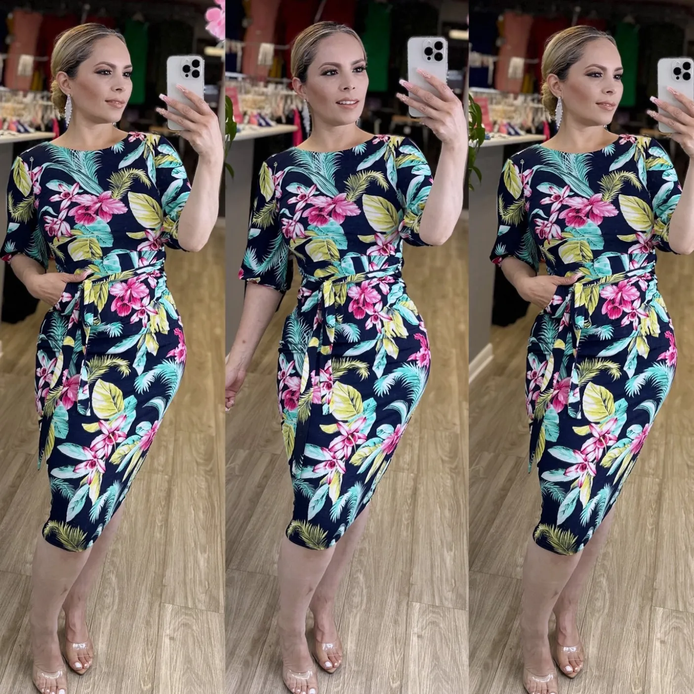Floral Sensation Dress (Navy)