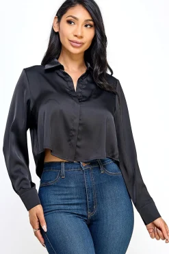 Georgina Satin Top (Black)