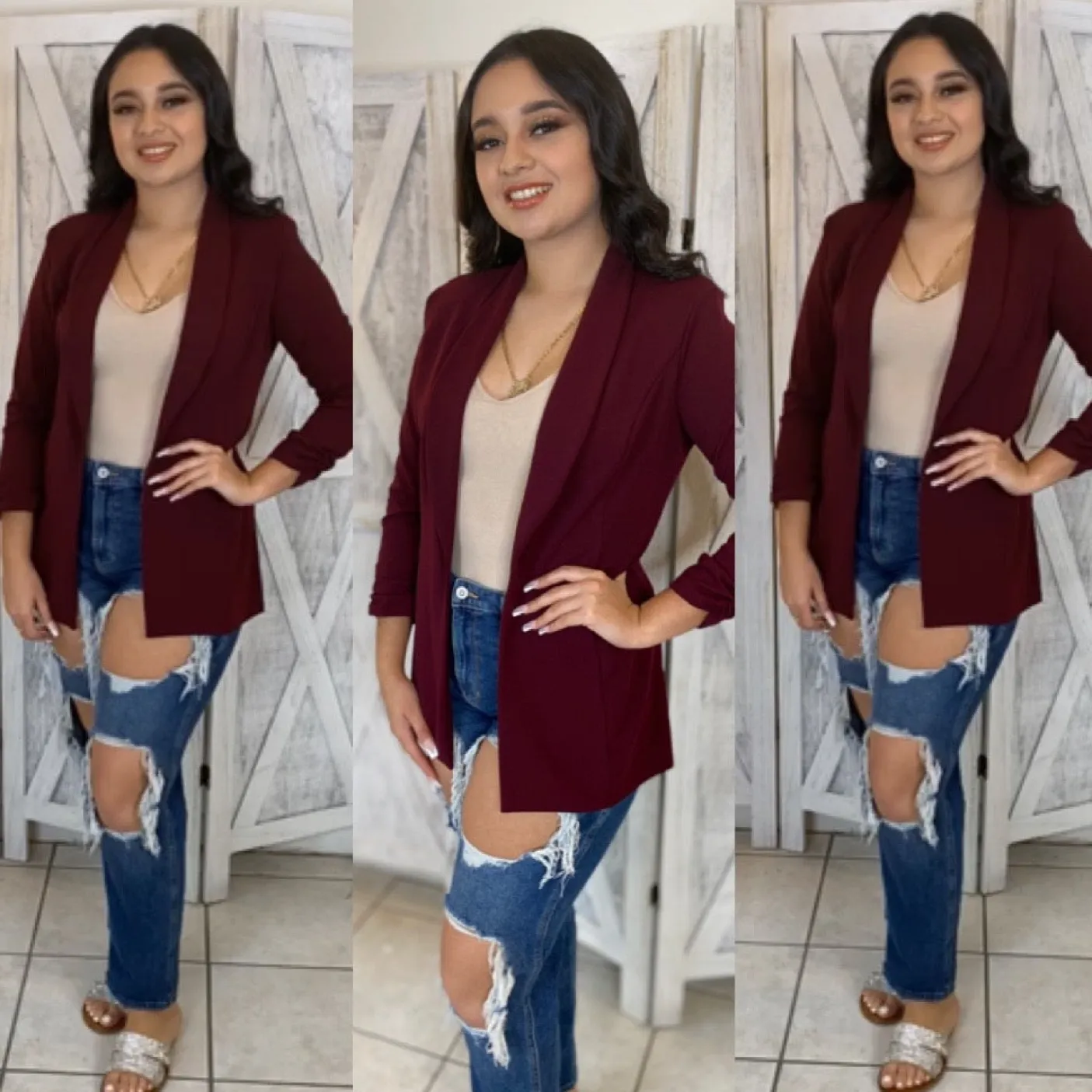 Julian Boyfriend Blazer (Burgundy)