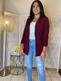 Julian Boyfriend Blazer (Burgundy)