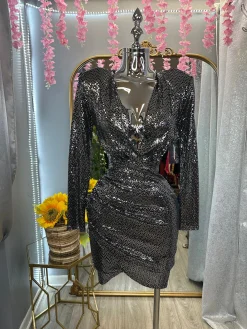 Kalani Sparkle Dress (Charcoal)