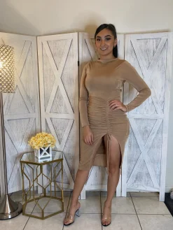 Lush Moment Dress (Taupe)