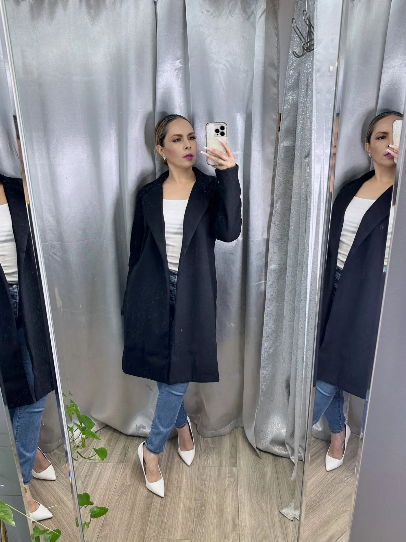 Open Front Coat (Black)