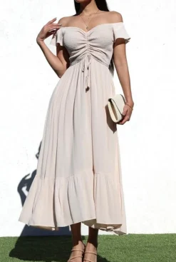 Taupe Smock Linen Dress
