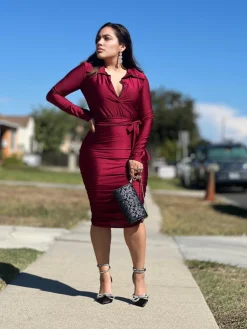 Valeria Dress (Burgundy)