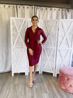 Valeria Dress (Burgundy)