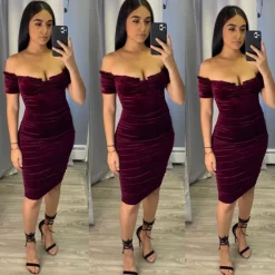 Velour Dress (Burgundy)